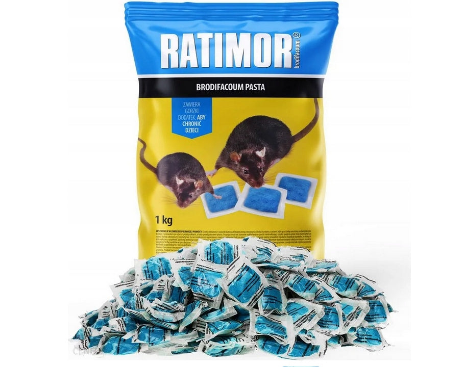 RATIMOR PASTE - 1KG MOUSE POISON AND RATS blue Brodifacum