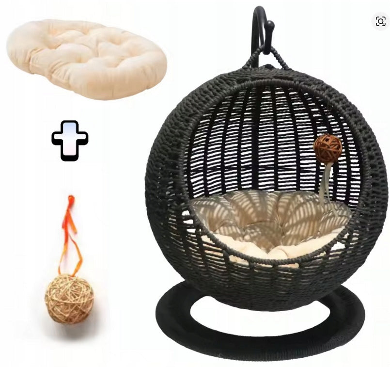 RATTAN HANGING Swing for Cat +FRAME Basket BOOTH Bed PILLOW