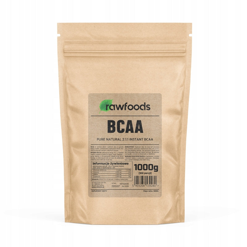 RAWFOODS BCAA 1000g 2:1:1 NATURAL AMINO ACIDS PURE INSTANT AMINO VEGAN 1kg
