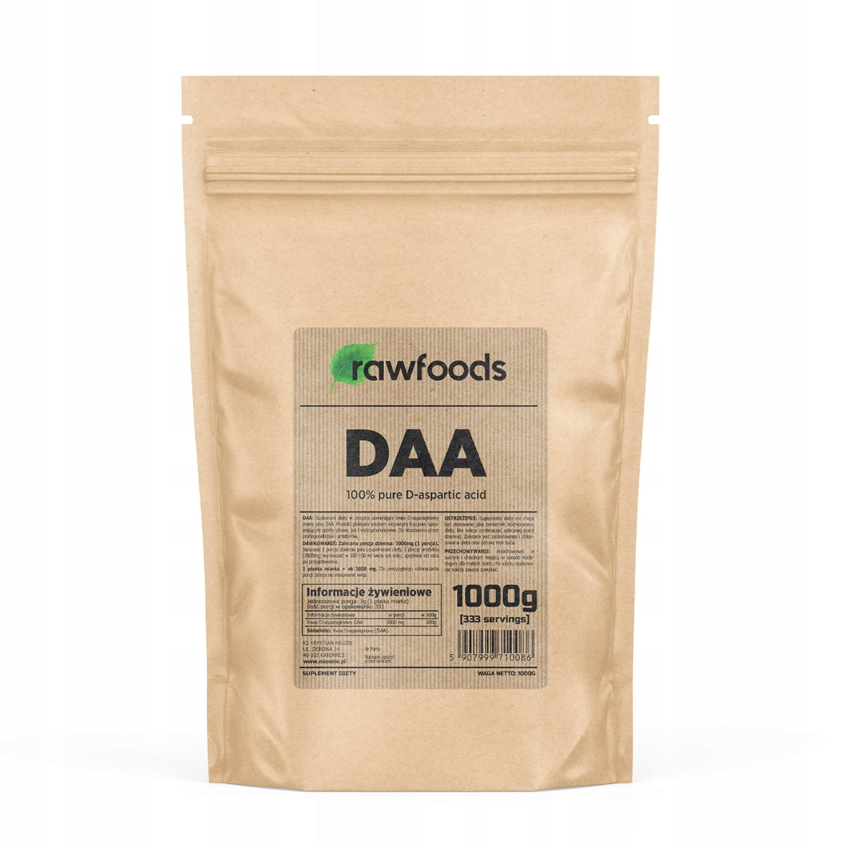 RAWFOODS DAA 1000G PURE ACID D-ASPARTIC TESTOSTERONE POTENCY 1KG