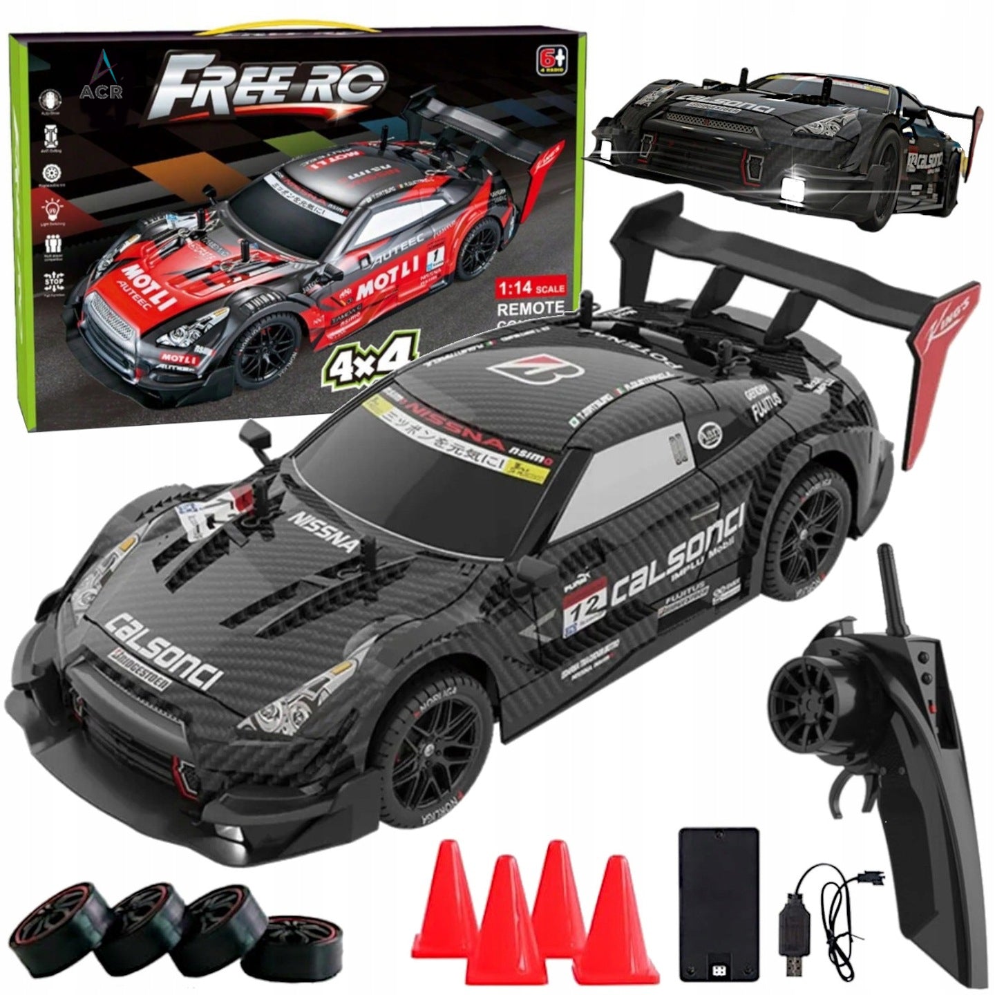 RC CAR FOR DRIFT AUTO RACING REMOTE CONTROLLED DRIFT 4x4 PILOT 2,4