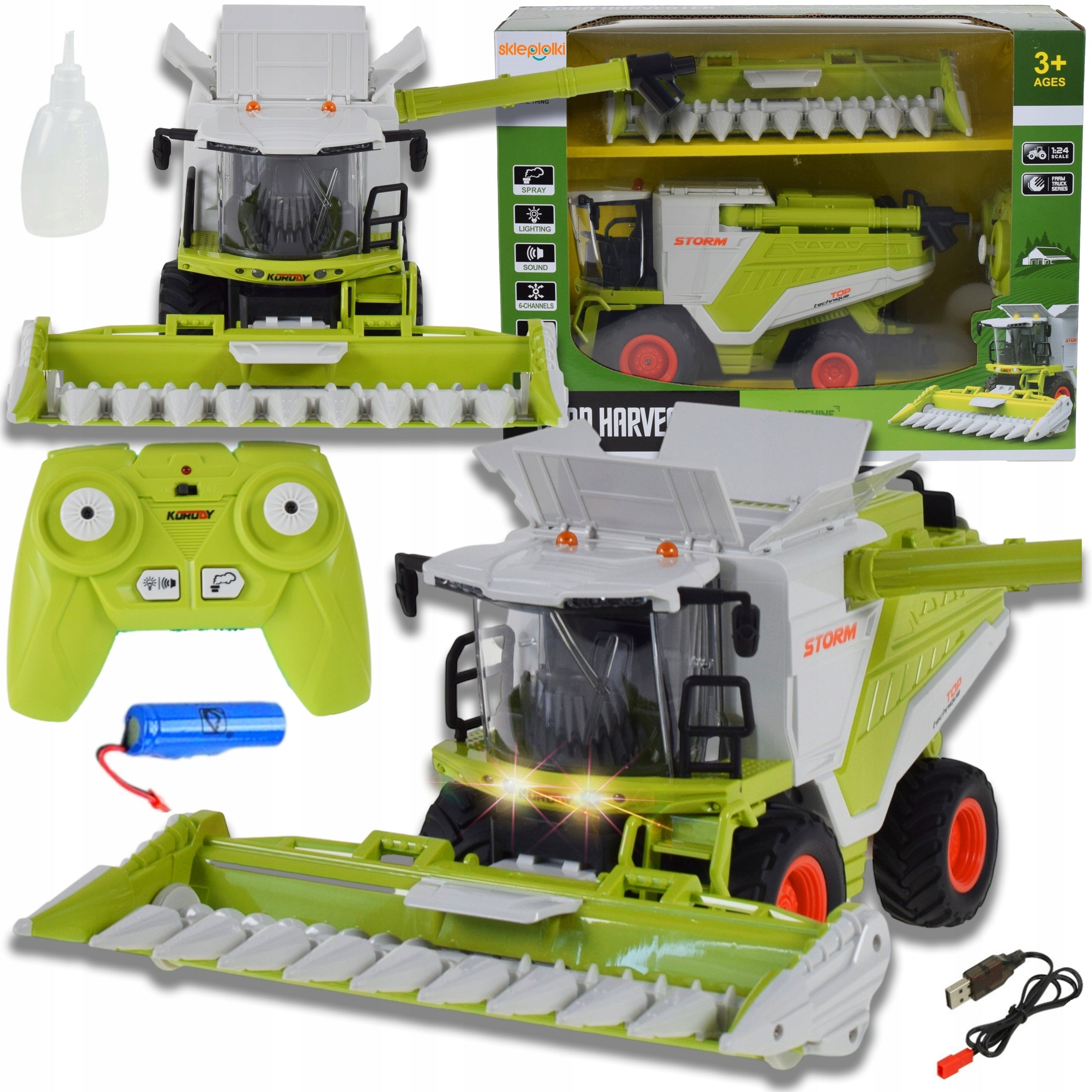 RC REMOTE CONTROLLED HARVESTER for Corn Smoke Effect LED Light Rechargeable