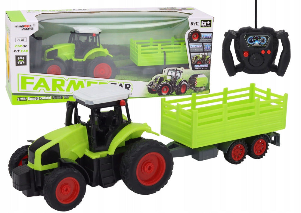 RC Remote Controlled Tractor With Trailer 1:16 Green Brand LEAN Toys