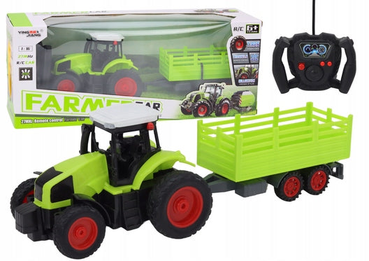 RC Remote Controlled Tractor With Trailer 1:16 Green