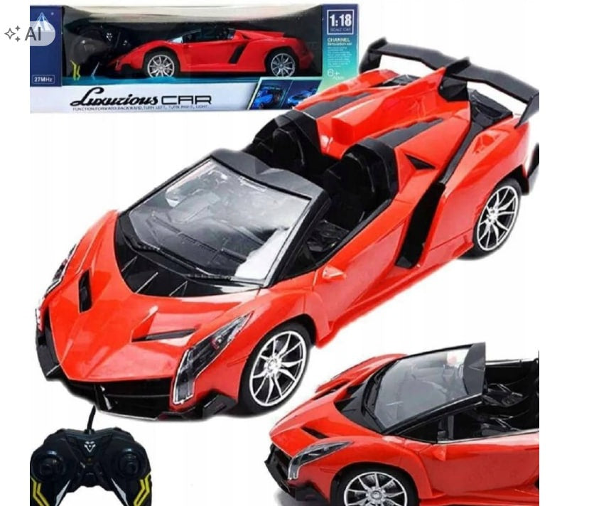 RC Sports Car 1:18 – Remote Controlled Car with Remote Control + LED Lights