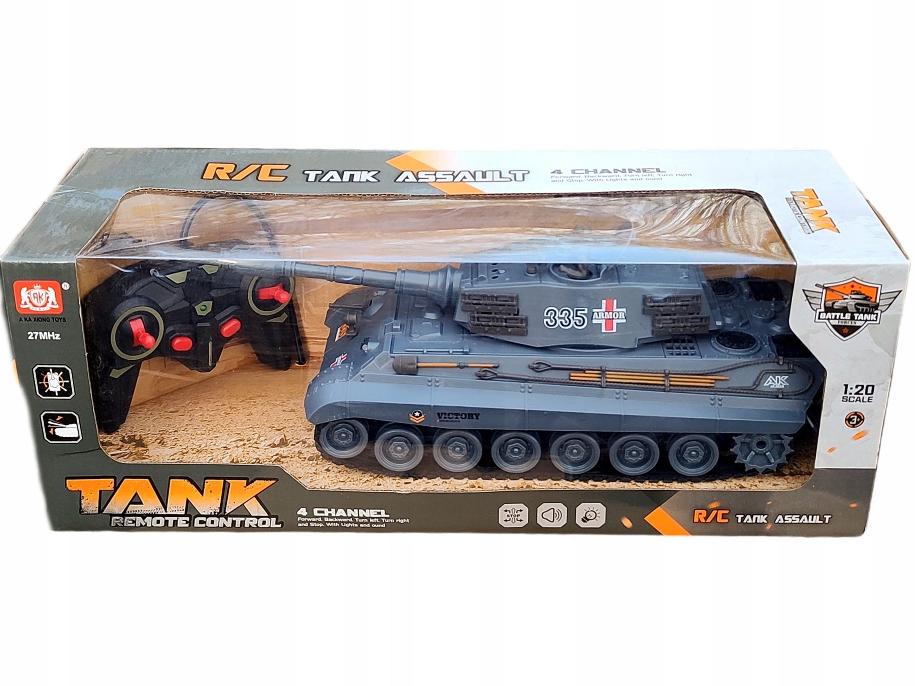 RC TANK Remote Controlled Lights and Sound with Rechargeable Battery Brand Tjal