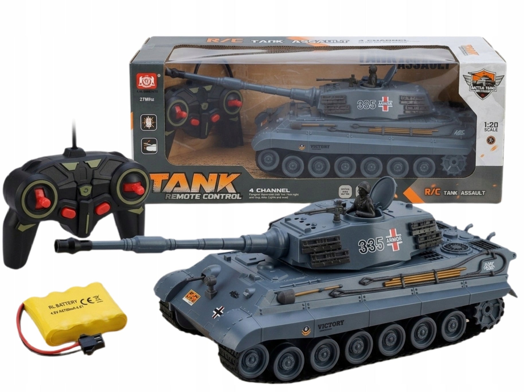 RC TANK Remote Controlled Lights and Sound with Rechargeable Battery