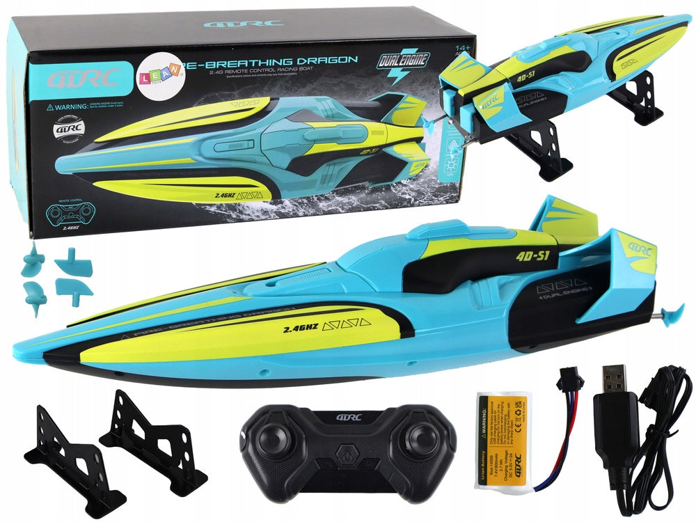 RC Water Boat 2.4G Yellow Turquoise Waterproof Remote Control Fun