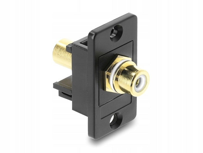 RCA Panel Adapter Female-Female Gold Plated White Delock 91115