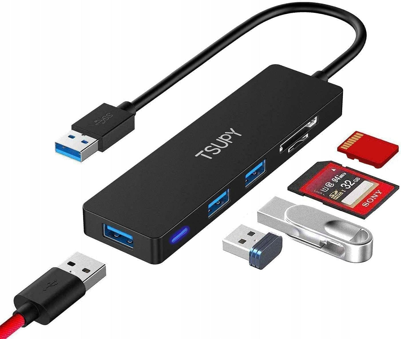 READER HUB USB 3.0 5IN1 SD MICRO SD 5 GB/S BLACK
