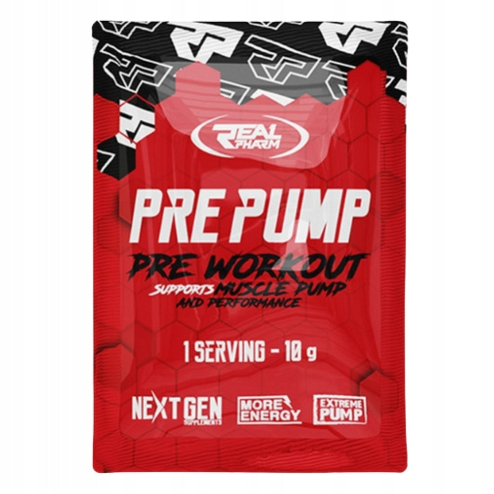 REAL PHARM PRE PUMP 10 g PRE-WORKOUT ENERGY AND STIMULATION STRENGTH Expiration date at least six months from the date of purchase