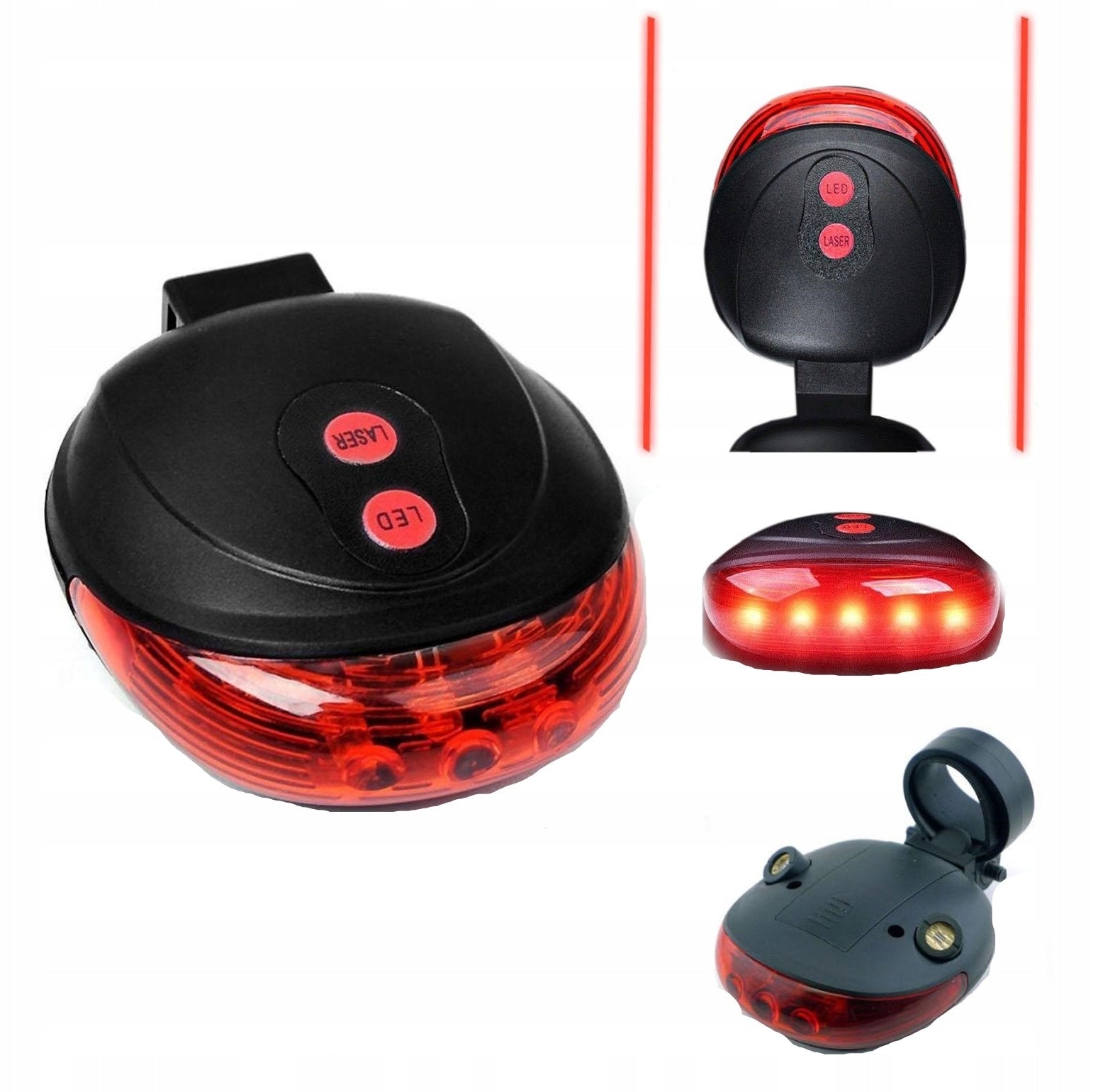 REAR BICYCLE LIGHT + 2x LASER + HOLDER