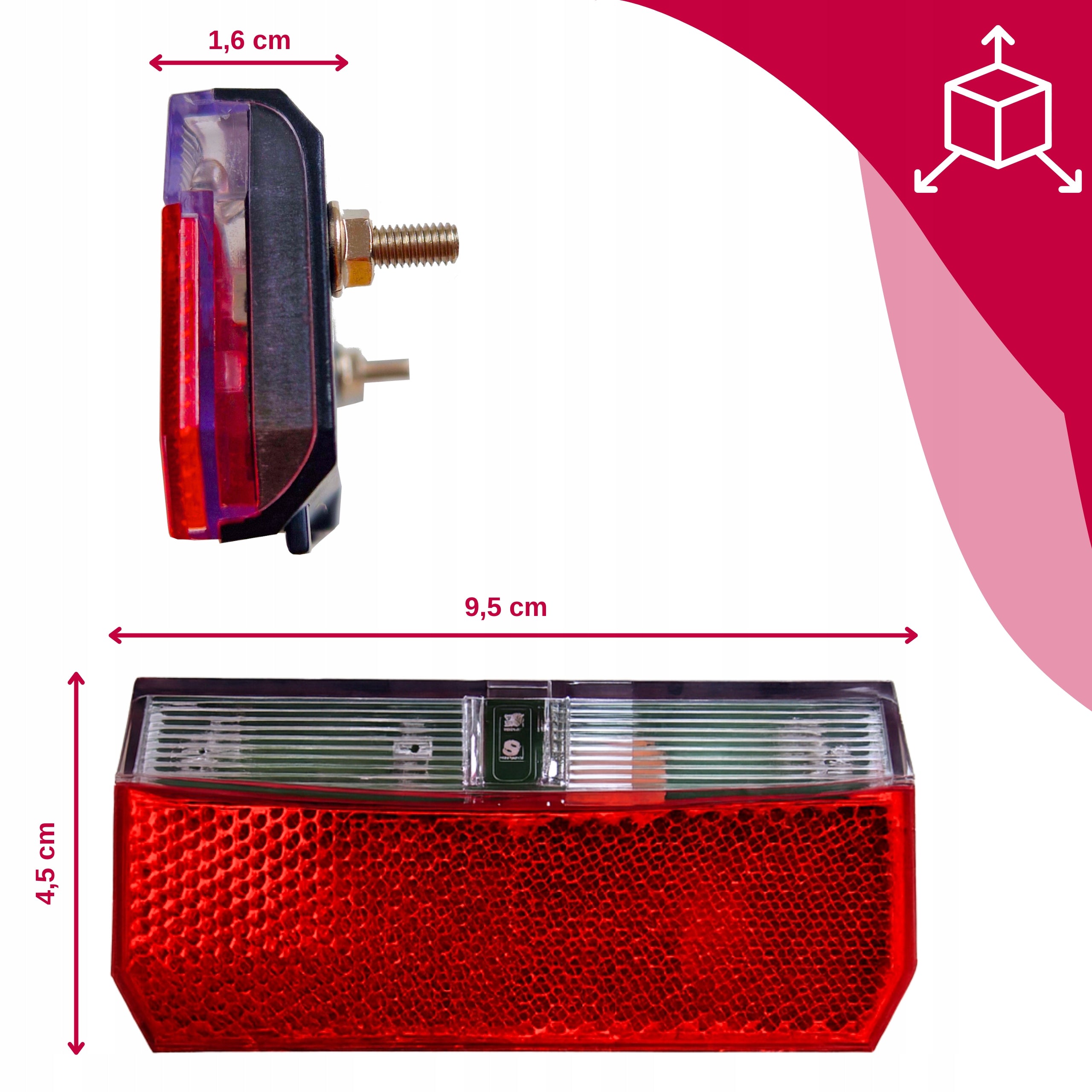 REAR BICYCLE LIGHT FOR LED RACK VELOXO RAY FOR DYNAMO GENERATOR Color black