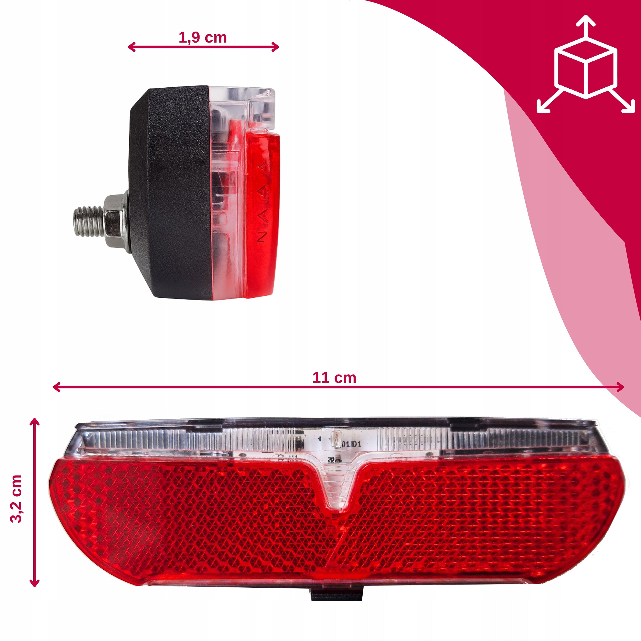 REAR LED BICYCLE LIGHT FOR TRUNK WITH BATTERY REFLECTOR VELOXO STRONG Brand no brand