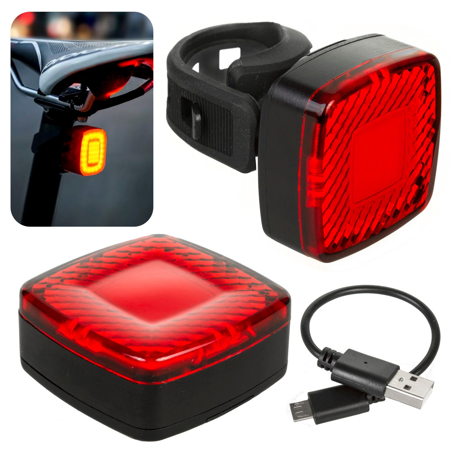 REAR LIGHT FOR BIKE SMART BRAKE AND DUSK SENSOR MACLEAN MCE355 Kind rear-facing