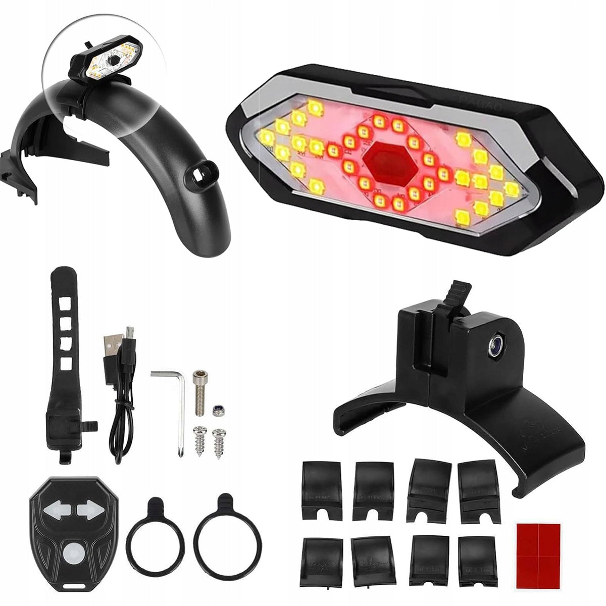 REAR scooter LIGHT DIRECTION INDICATOR USB REMOTE CONTROL 900mAh IPX5 WATERPROOF Kind on the rear fender