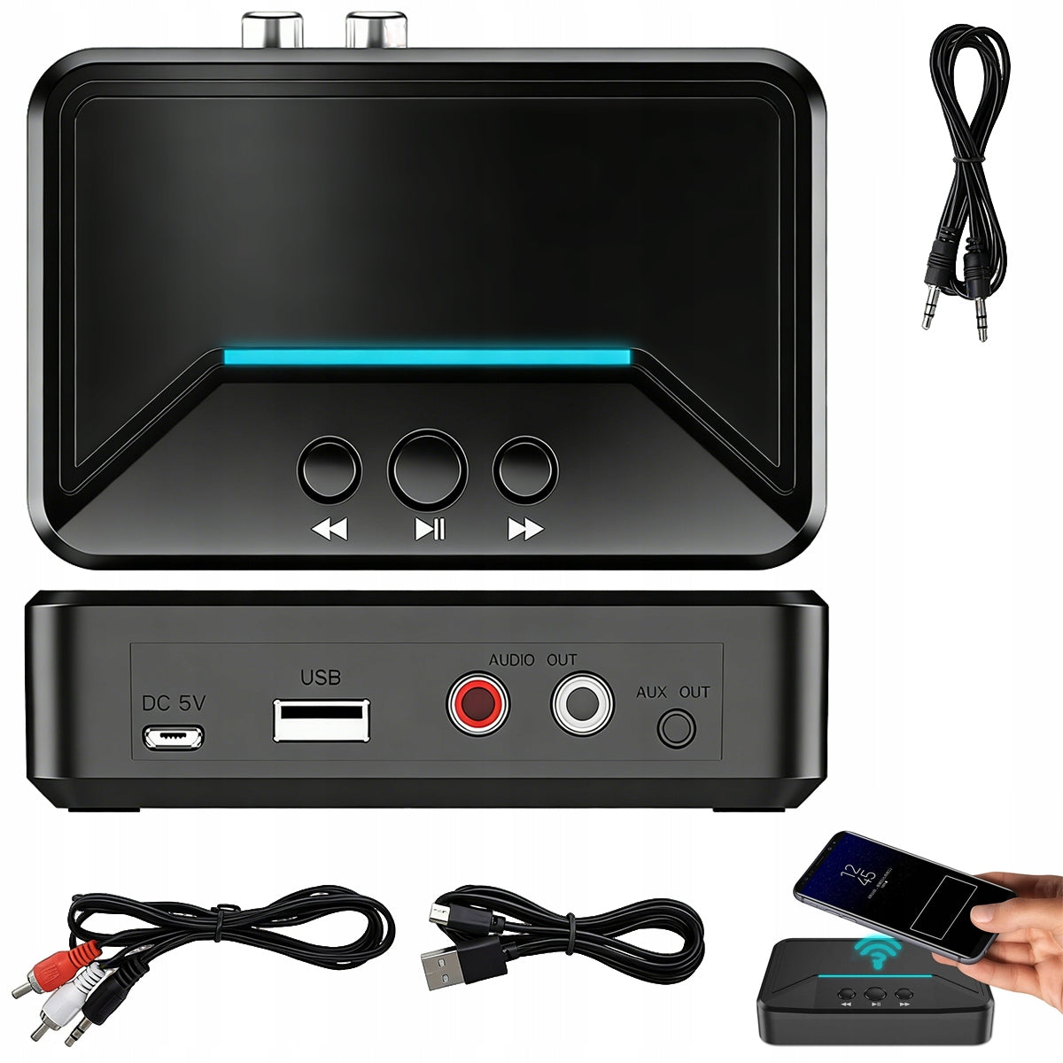 RECEIVER ADAPTER FOR BLUETOOTH TOWER 5.3 NFC AUX RCA USB SET Brand no brand