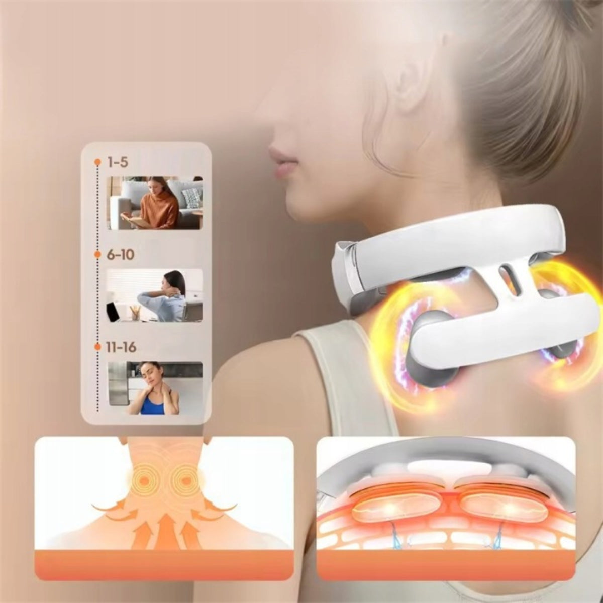 RECHARGEABLE NECK AND NECK MASSAGER WITH HEATING AND VIBRATION FUNCTION 3 IN Packaging status original