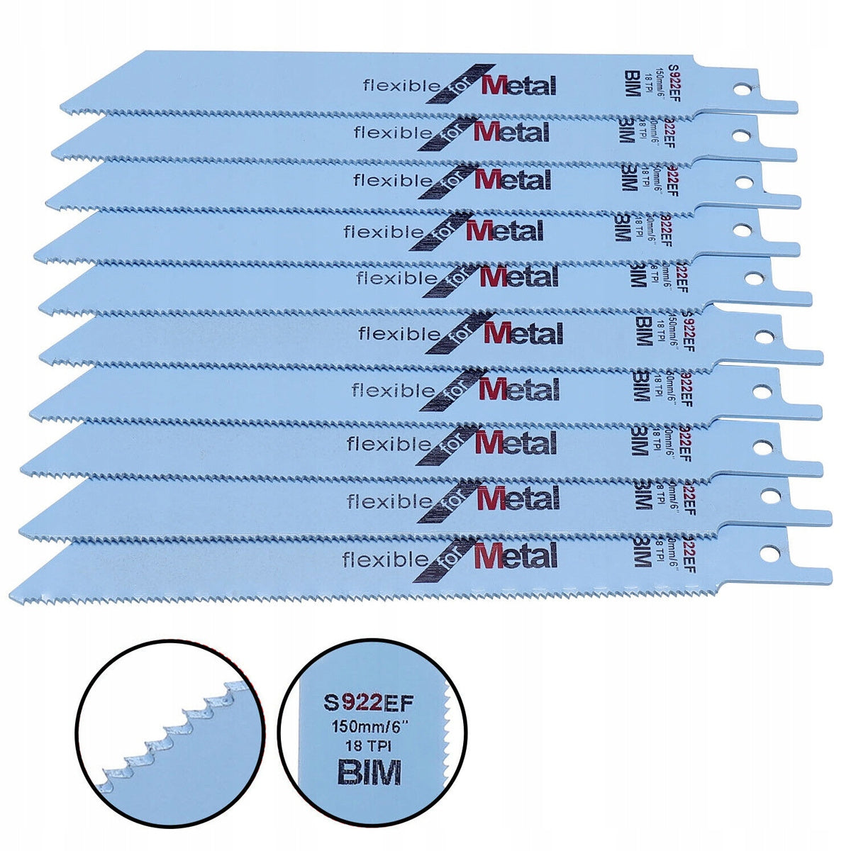 RECIPROCATING SAW BLADE FOR METAL 150mm HCS 10PCS Number of items in the set 10