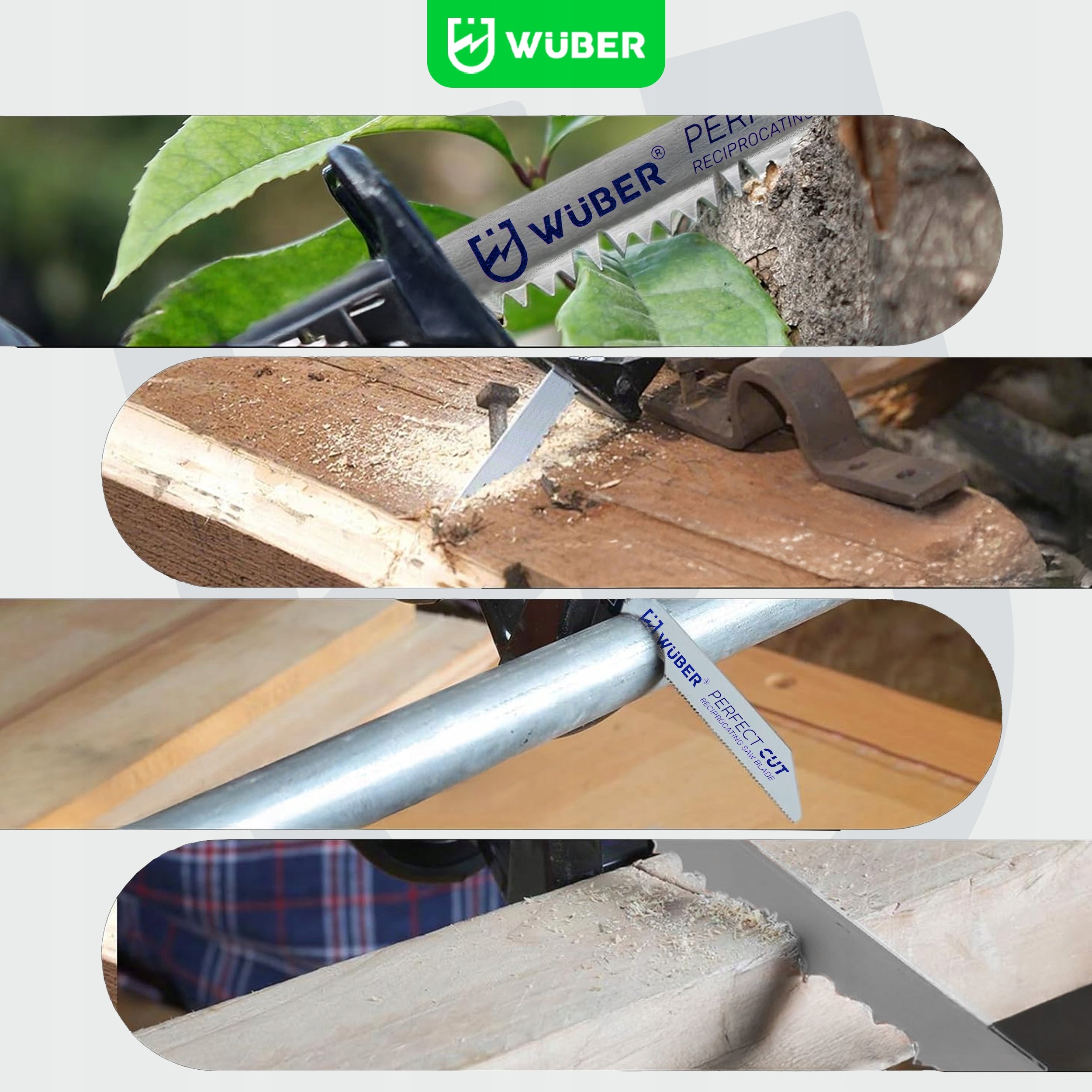 RECIPROCATING SAW BLADE SET METAL AND WOOD KNIVES 10PCS Purpose aluminum wood fresh wood, branches MDF nonferrous metal PVC drywall chipboard steel stainless steel - INOX synthetic materials