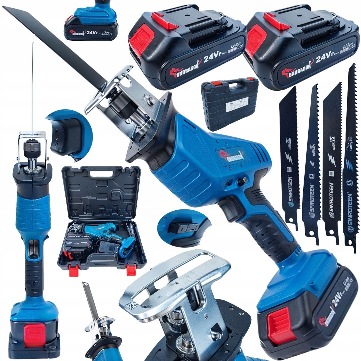 RECIPROCATING SAW CORDLESS JIGSAW 24V + 2 AKU + 4 SAW BLADES strong