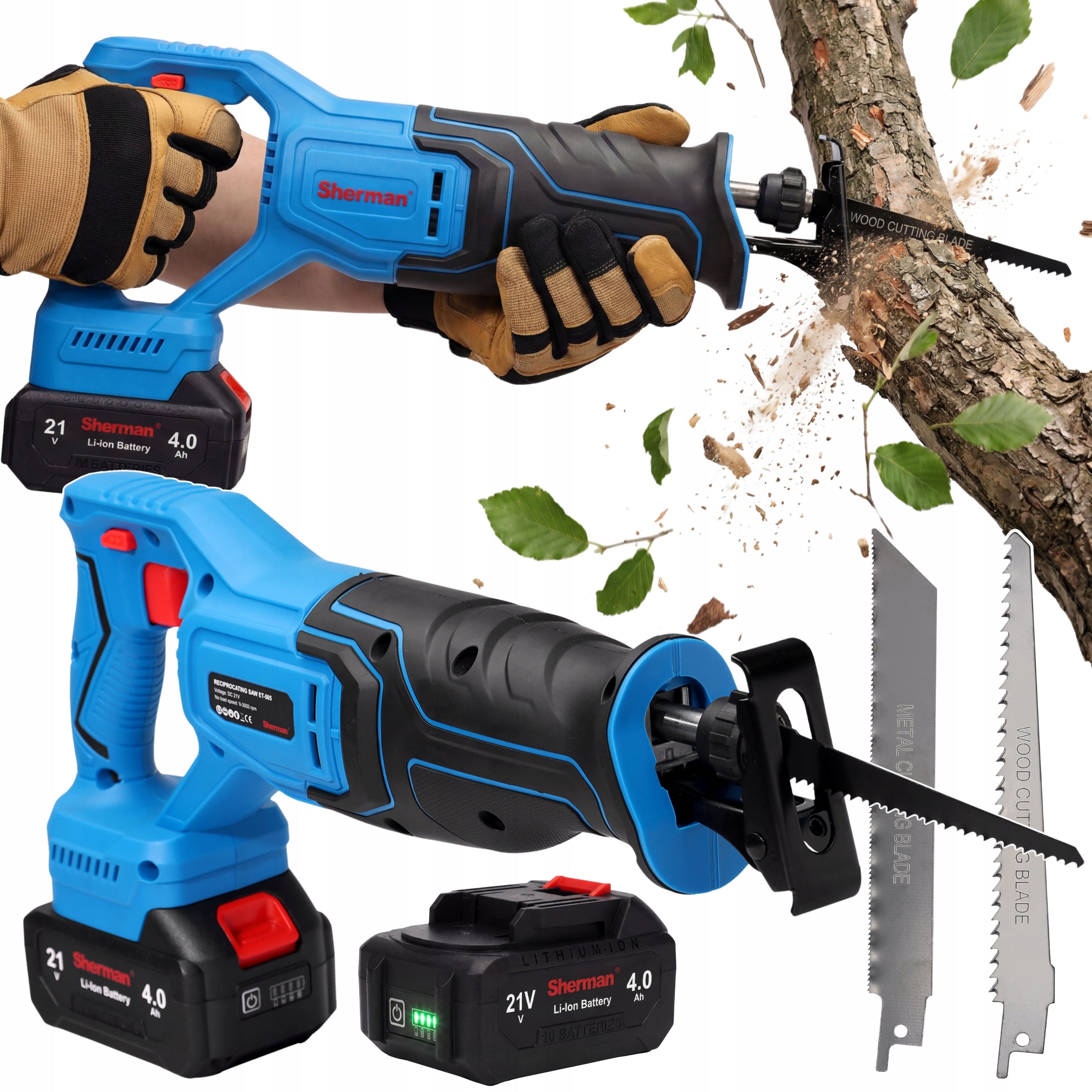 RECIPROCATING SAW ET-505 2x BATTERY 4.0Ah / 21V Sherman