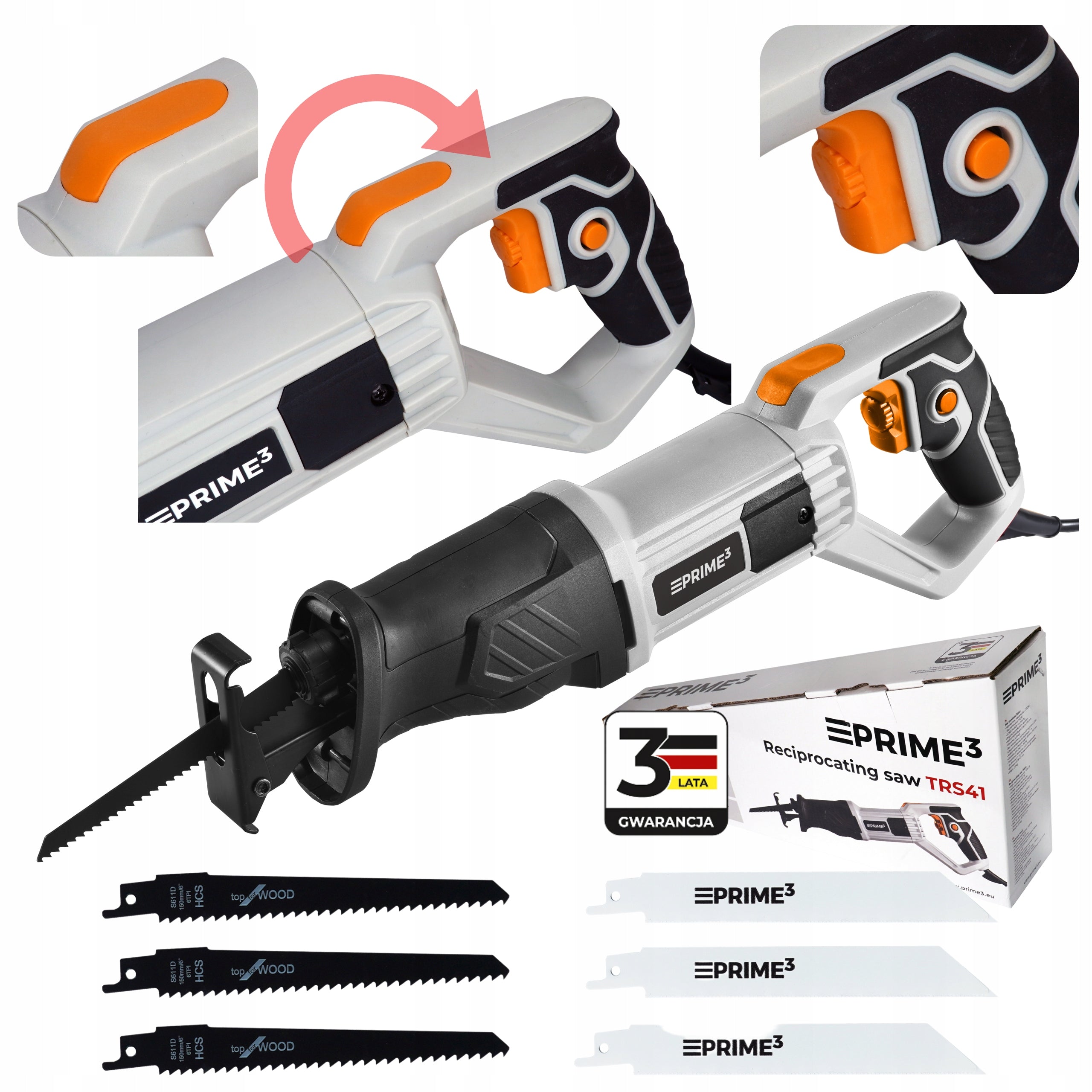 RECIPROCATING SAW JIGSAW FOX TAIL 6 SAW BLADES 1200 IN ROTARY PRIME3 Manufacturer code TRS41