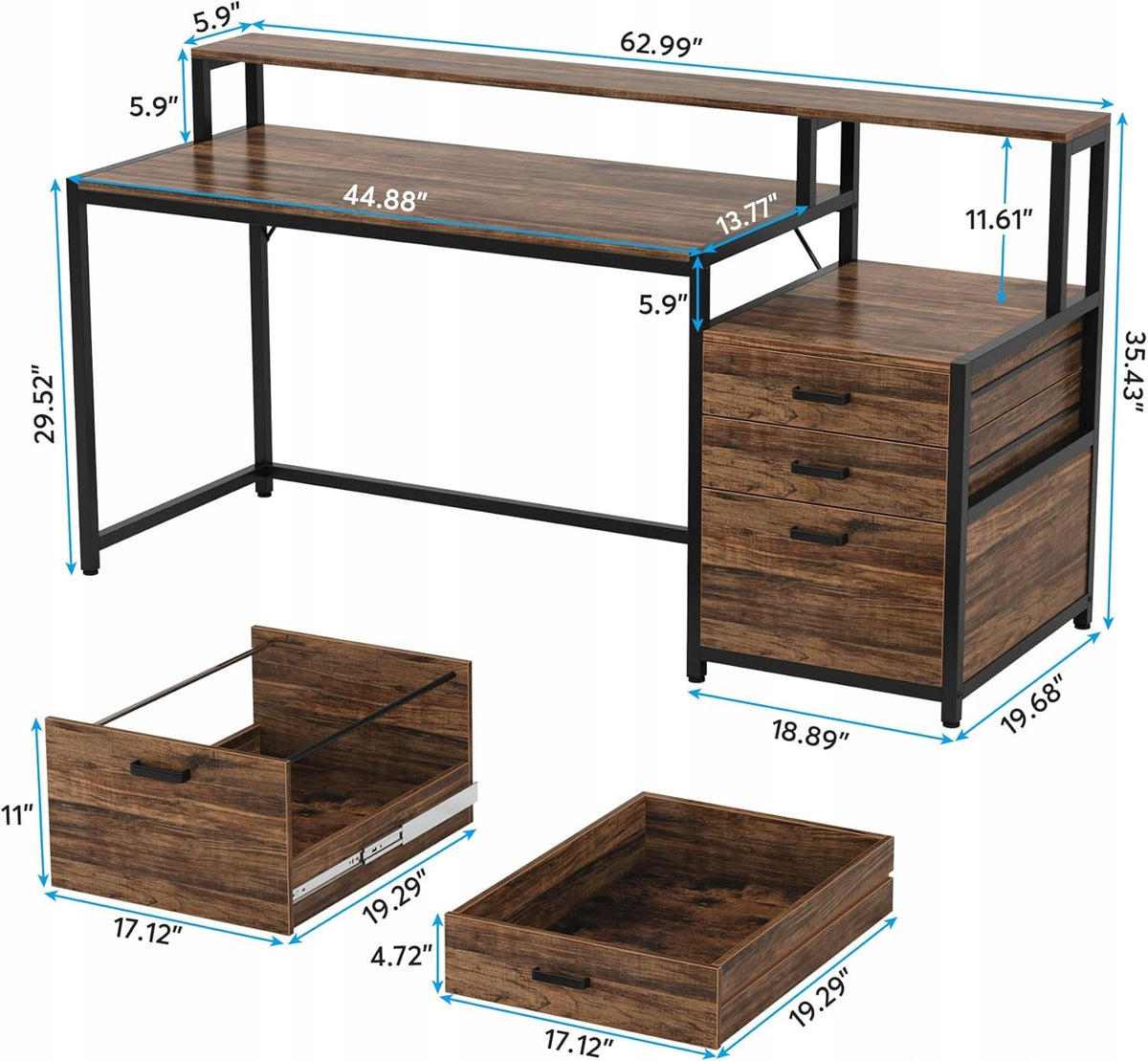 RECTANGULAR DESK ELEGANT HIGH QUALITY WITH 3 DRAWERS WITH STAND EAN (GTIN) 0099735865862