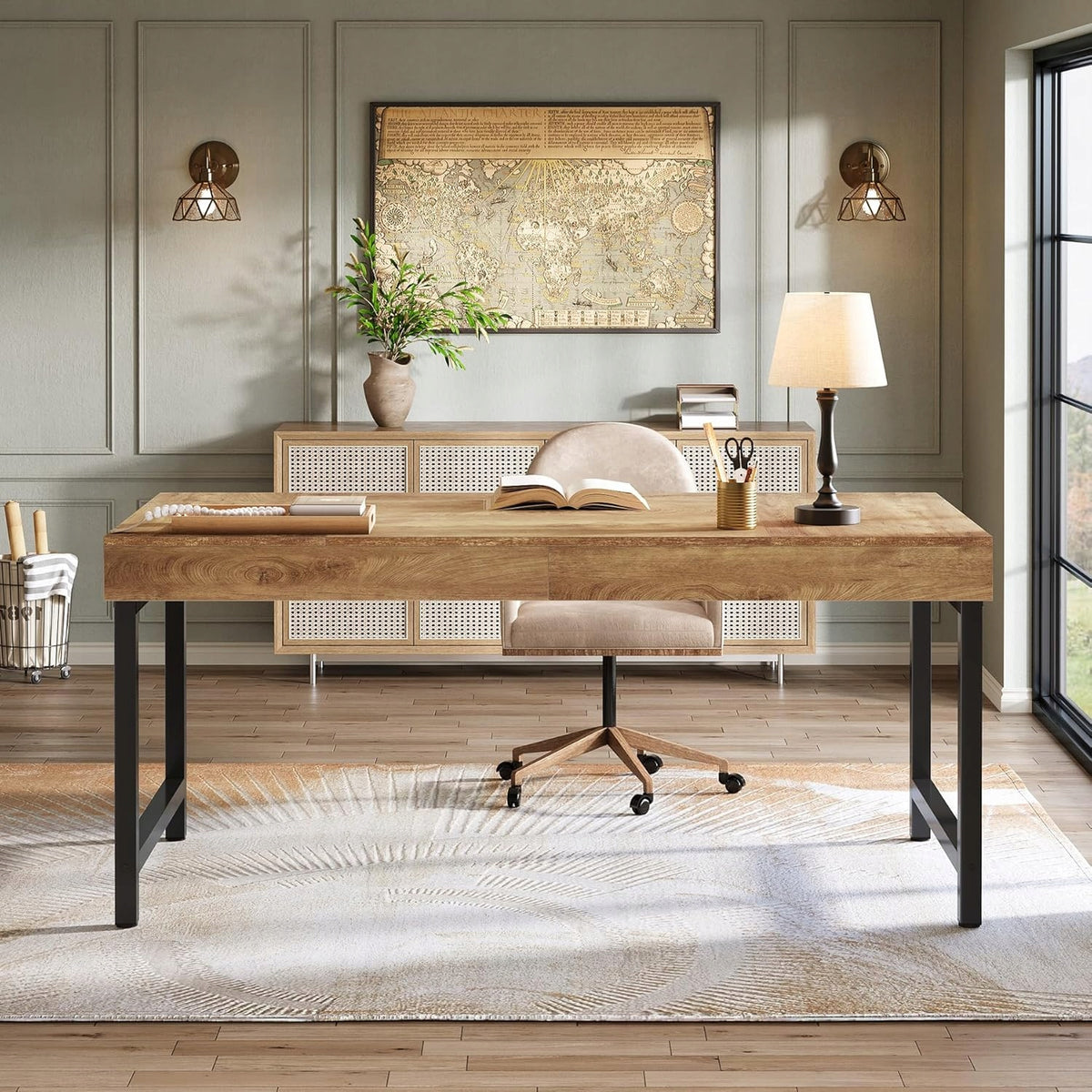 RECTANGULAR DESK LARGE MASSIVE ELEGANT IDEAL FOR OFFICE LIVING ROOM 140X70CM Manufacturer code BIURKO PRZEMYSŁOWE ELEGANCKIE DUŻE 130X70CM