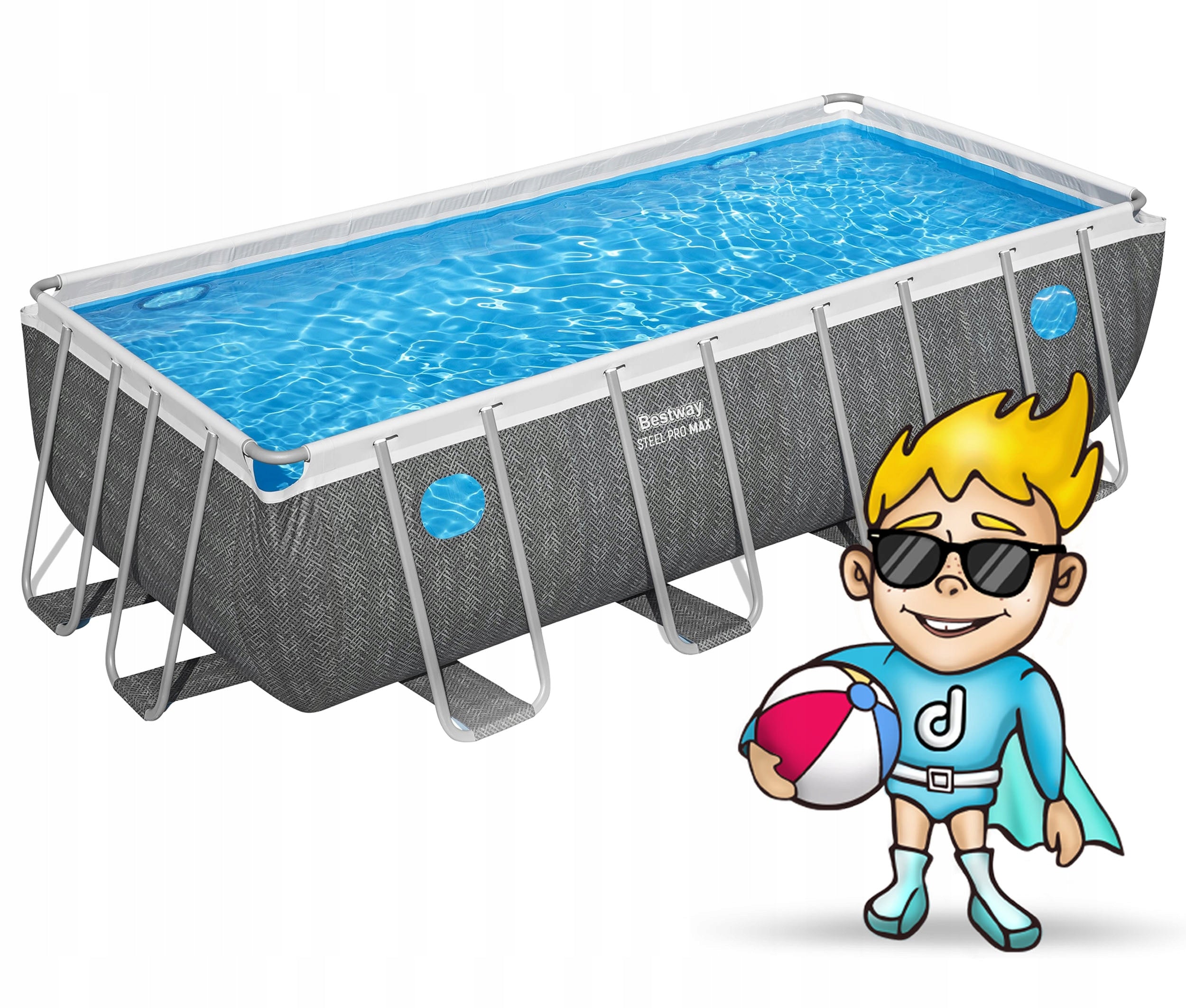 RECTANGULAR GARDEN FRAME POOL 488x244x122 BESTWAY SET 10in1 Brand Bestway