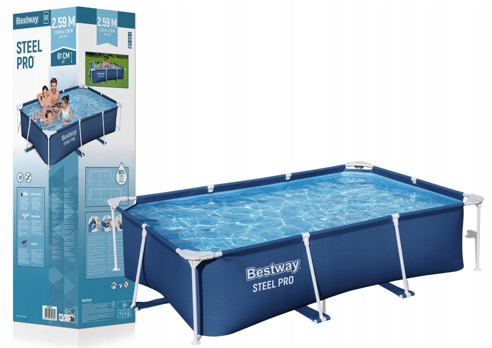 RECTANGULAR GARDEN FRAME POOL BESTWAY 56403 STEEL PRO 259X170X61 CM