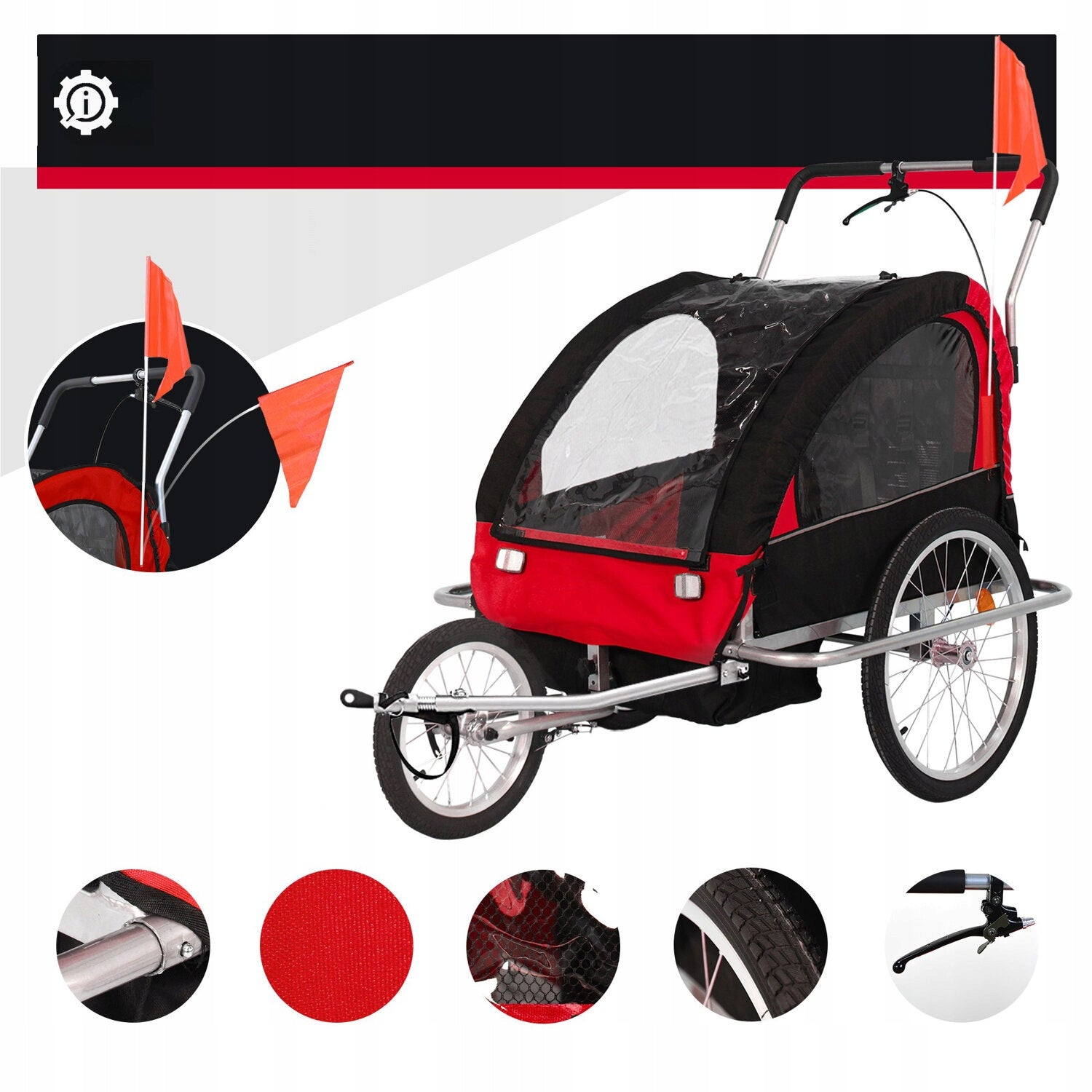 RED BICYCLE TRAILER / JOGGER 2in1 FOLDING BICYCLE TRAILER Brand no brand