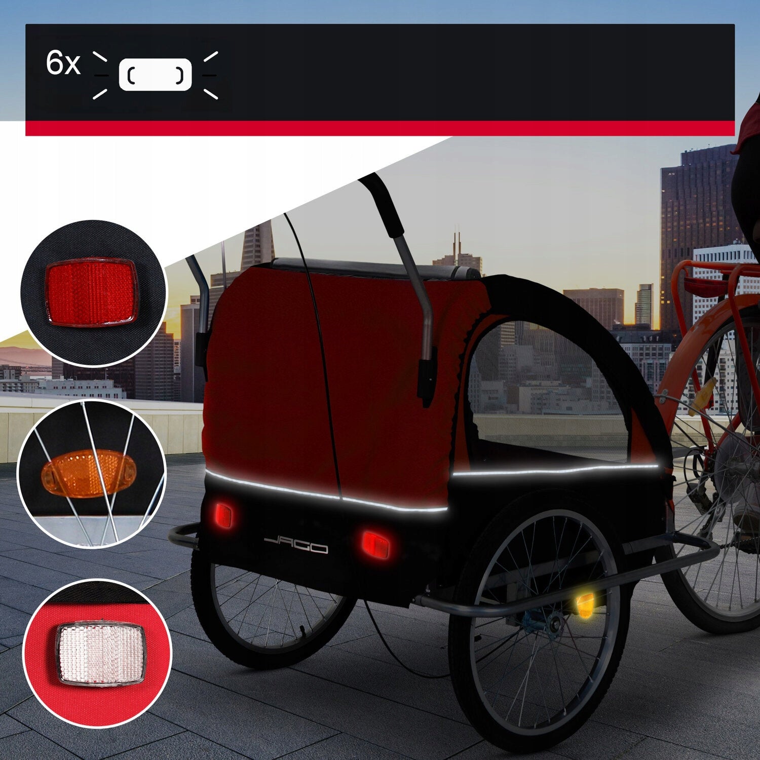 RED BICYCLE TRAILER / JOGGER 2in1 FOLDING BICYCLE TRAILER For for kids