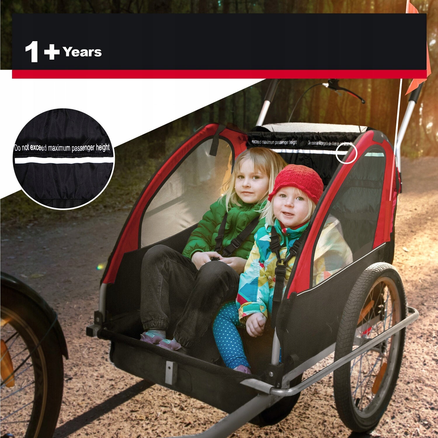RED BICYCLE TRAILER / JOGGER 2in1 FOLDING BICYCLE TRAILER Wheel size (") other