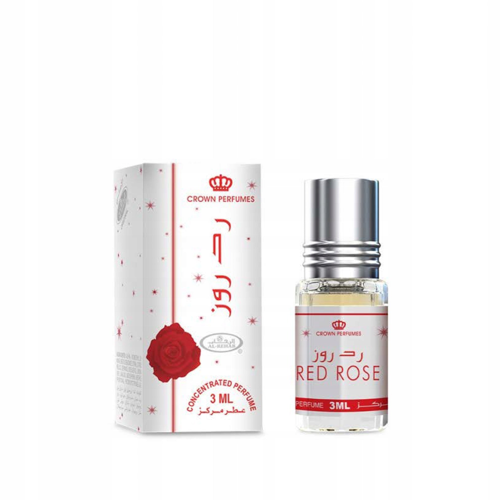 RED ROSE ARABIC PERFUME IN ROSE FLORAL POWDER OIL 3 ml AL REHAB Packaging status original