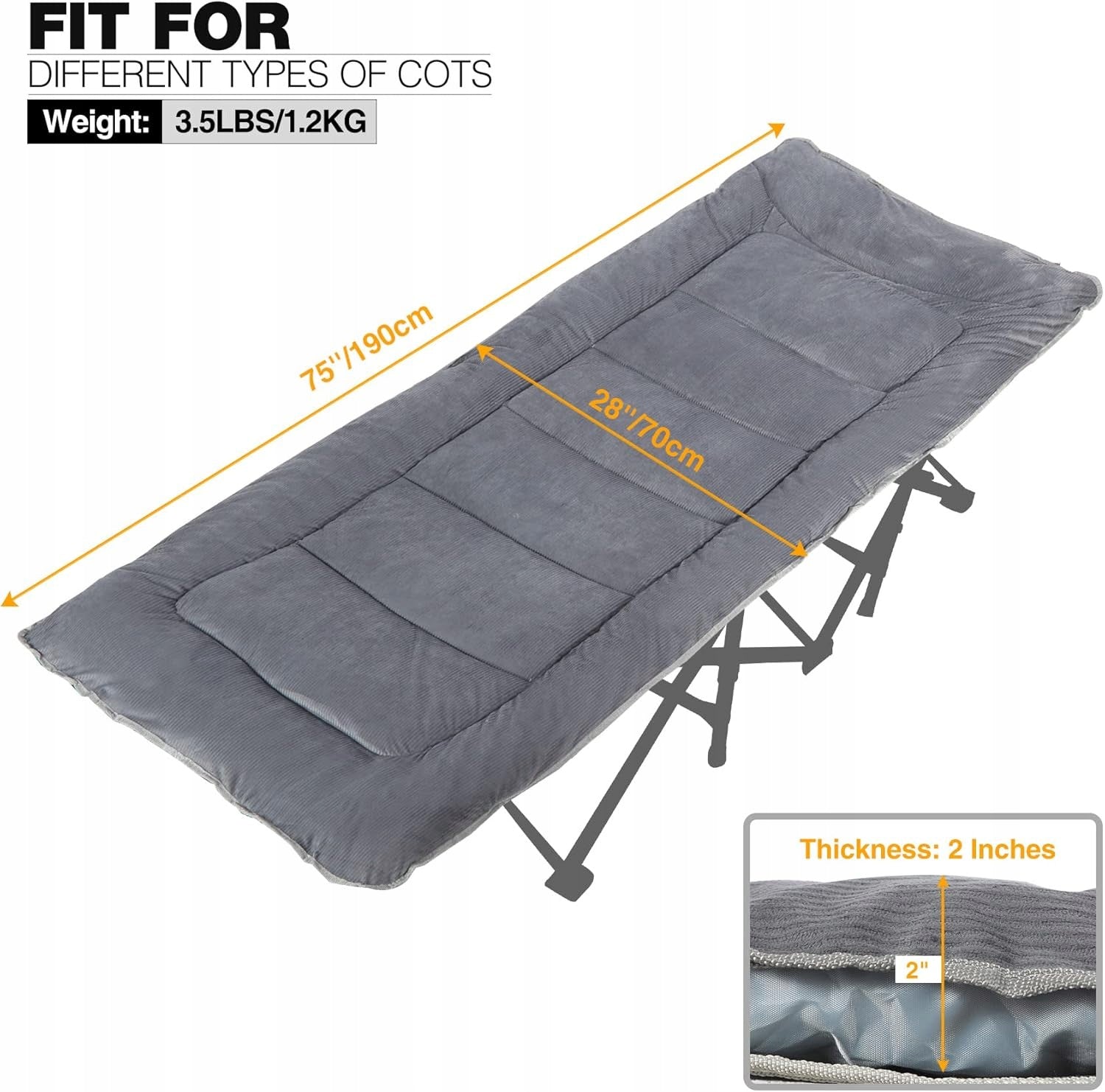 REDCAMP XL Soft Cover for Tourist Bed 190 × 75 cm Manufacturer code Materac