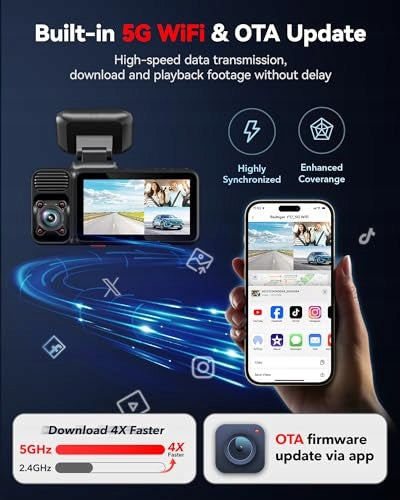 REDTIGER Car Camera 4K 3-Channel GPS WiFi 64GB IR Night Mode Manufacturer code F17ZXX