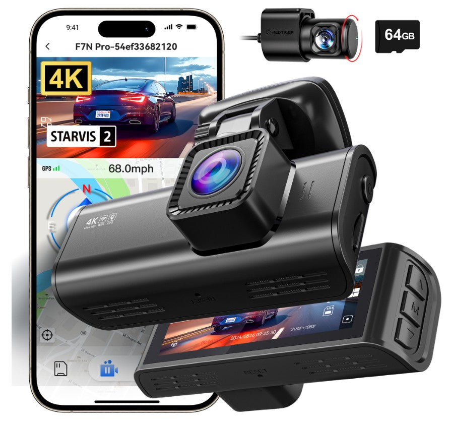 REDTIGER F7N Pro Car Camera 4K GPS WiFi Front Rear
