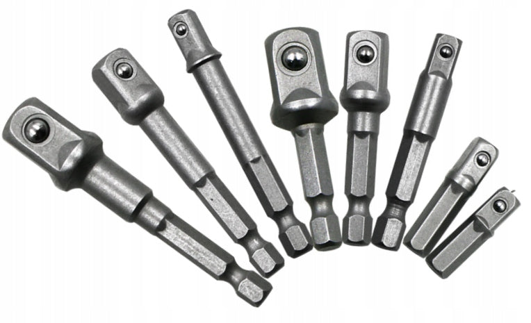 REDUCTION ADAPTERS FOR SCREWDRIVER CAP 1/4 3/8 1/2 DURABLE 8X SET Manufacturer code V07014