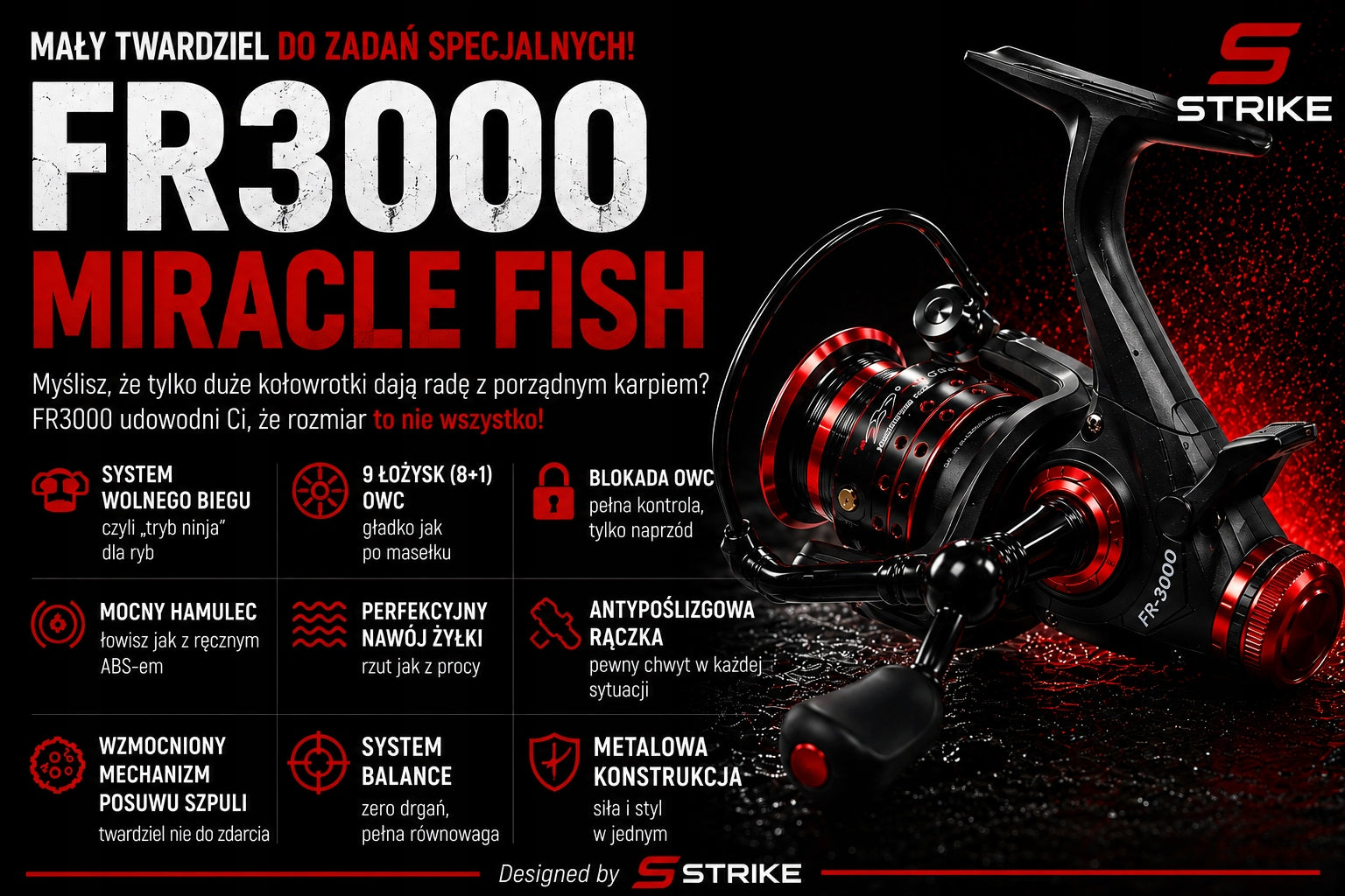 REEL FR3000 9bb CARP MIRACLE FISH | FREE GEAR | METAL Packaging status original