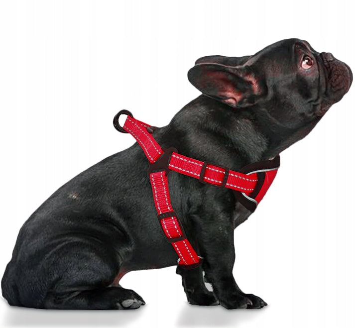 REFLECTIVE DOG HARNESS ADJUSTABLE DURABLE SIZE M + LEASH 120CM Type harness with handle