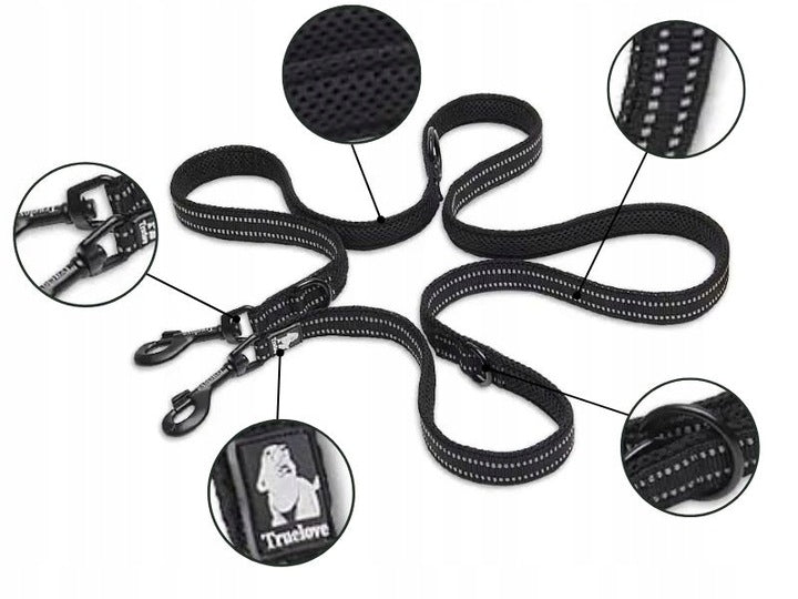 REFLECTIVE DOG LEASH TRUELOVE ACTIVE PRO 200CM BLACK M Maximum leash length 2 m