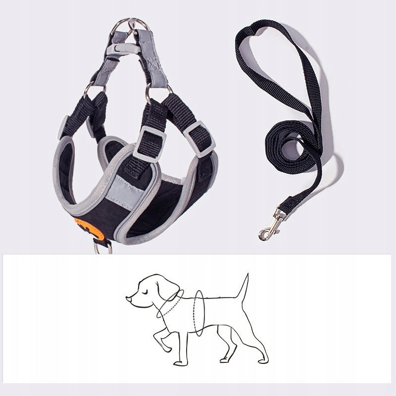 REFLECTIVE SAFETY DOG HARNESS BREATHABLE SIZE XS BLACK Kind walking harness