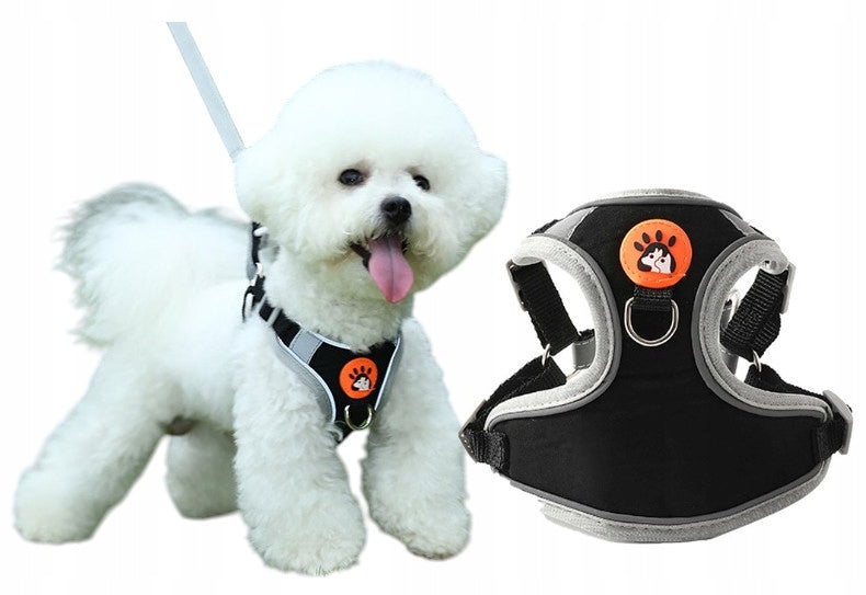 REFLECTIVE SAFETY DOG HARNESS BREATHABLE SIZE XS BLACK