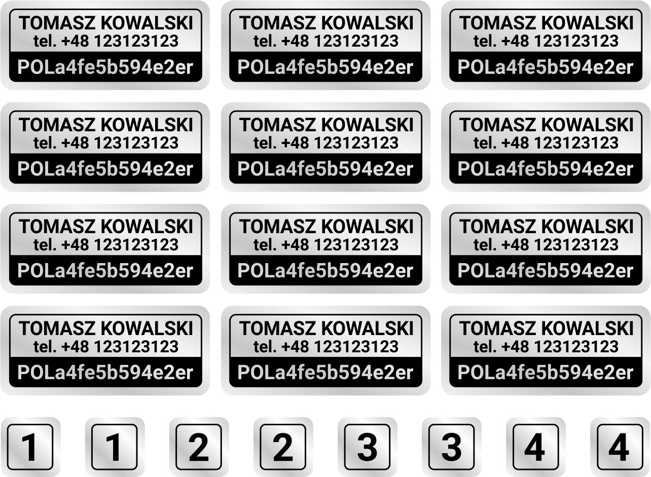 REFLECTIVE STICKERS FOR MINI DRONE WITH OPERATOR NUMBER