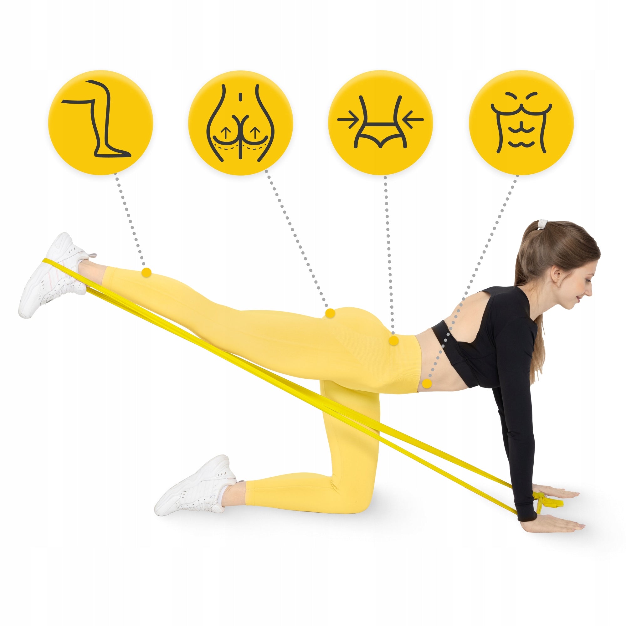 REHABILITATION RESISTANCE RUBBER TAPE FOR FITNESS EXERCISES FLAT BAND 2M RESISTANCE 1/7 Color yellow