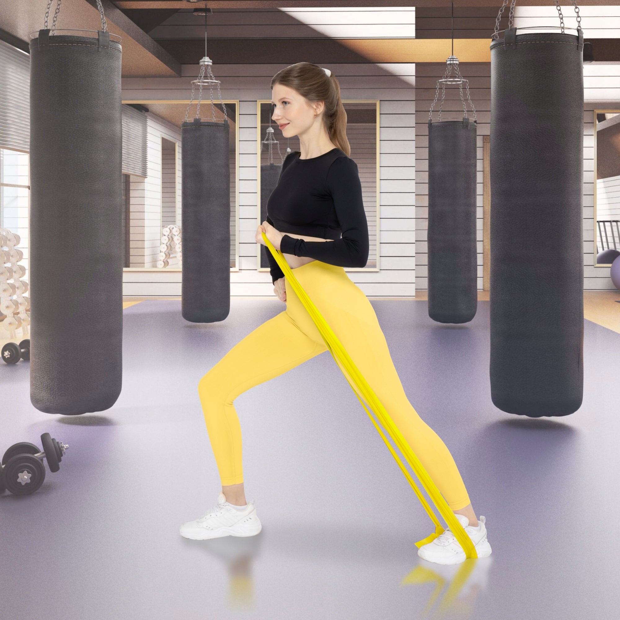 REHABILITATION RESISTANCE RUBBER TAPE FOR FITNESS EXERCISES FLAT BAND 2M RESISTANCE 1/7 Length 200 cm