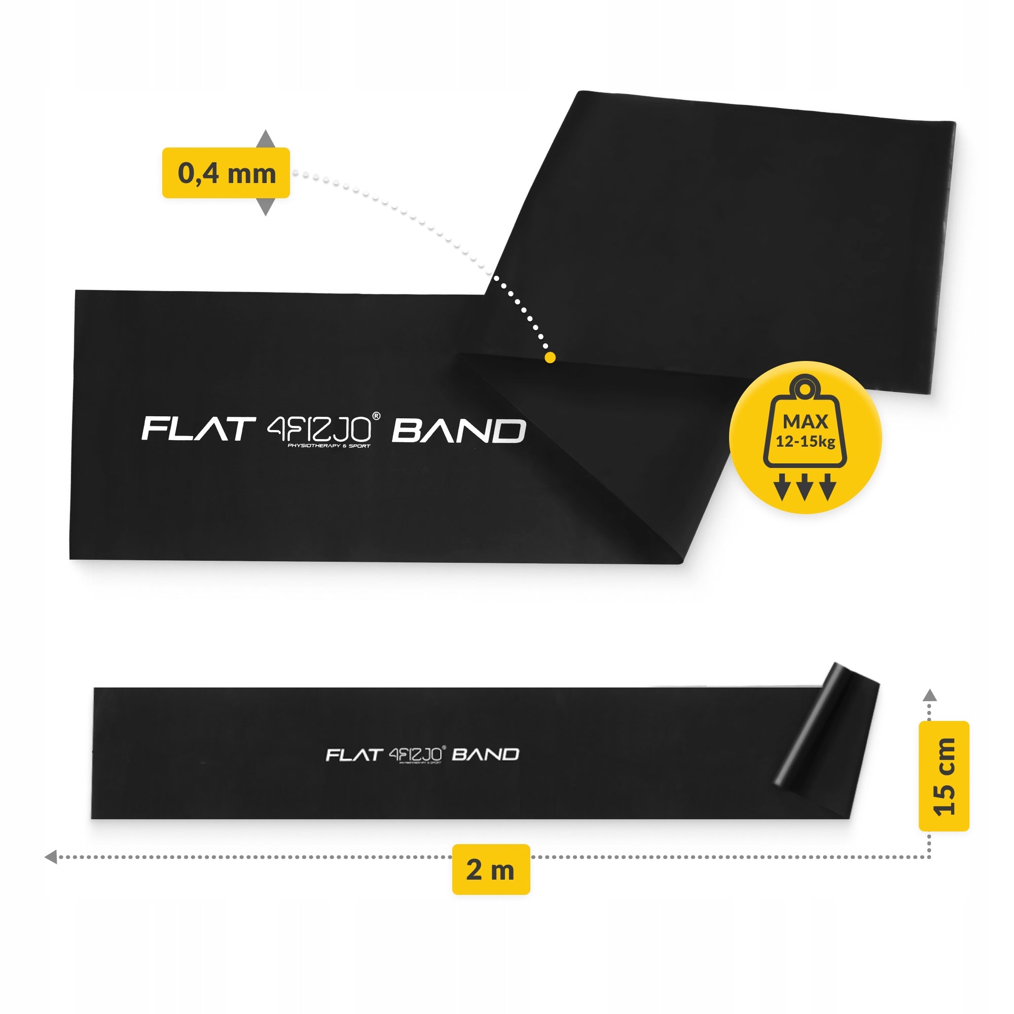 REHABILITATION RESISTANCE RUBBER TAPE FOR FITNESS EXERCISES FLAT BAND 2M RESISTANCE 5/7 Brand 4FIZJO