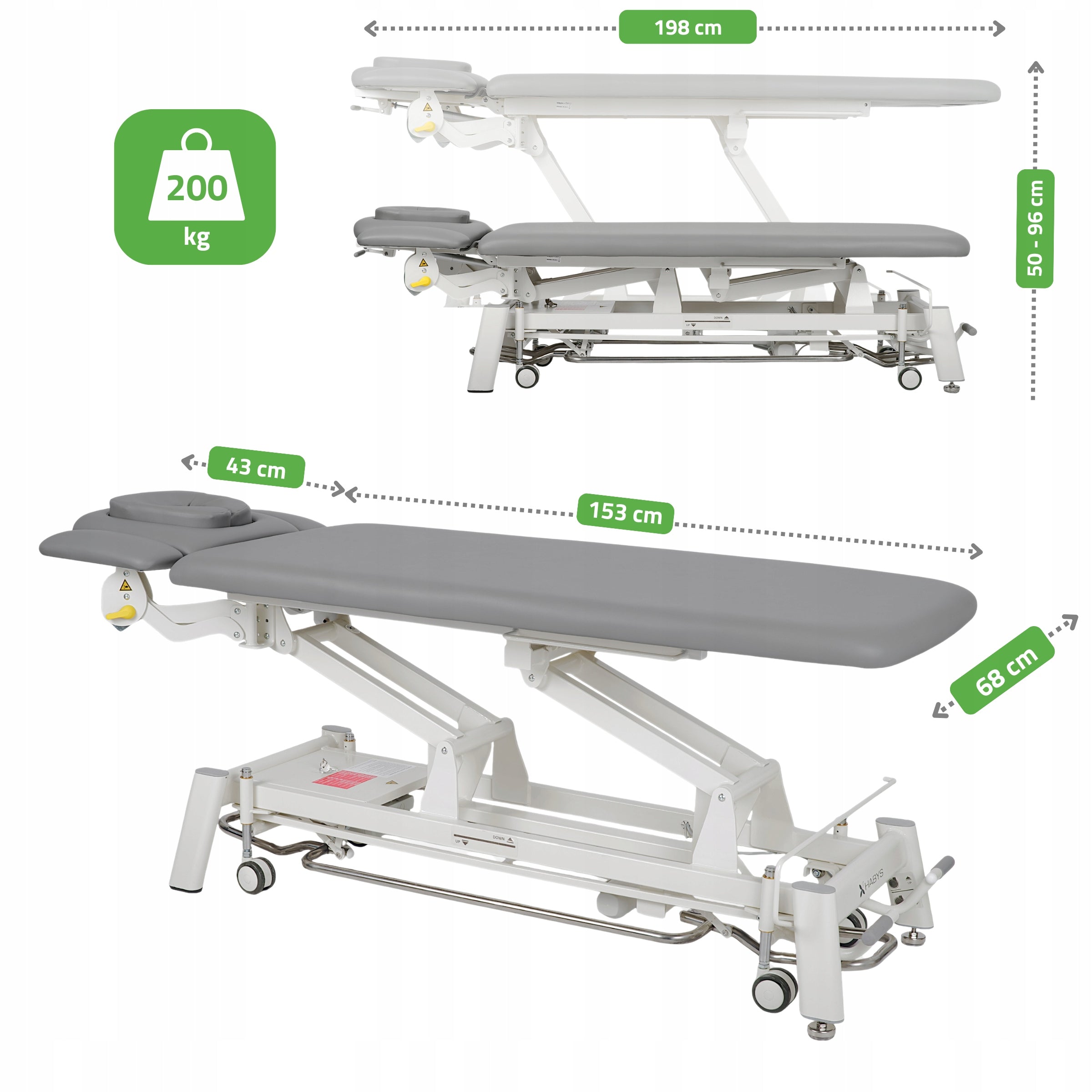 REHABILITATION TABLE FOR MANUAL THERAPY CHIROPRACTIC UPRIGHT CHIRO Z7 Tabletop width 56 cm