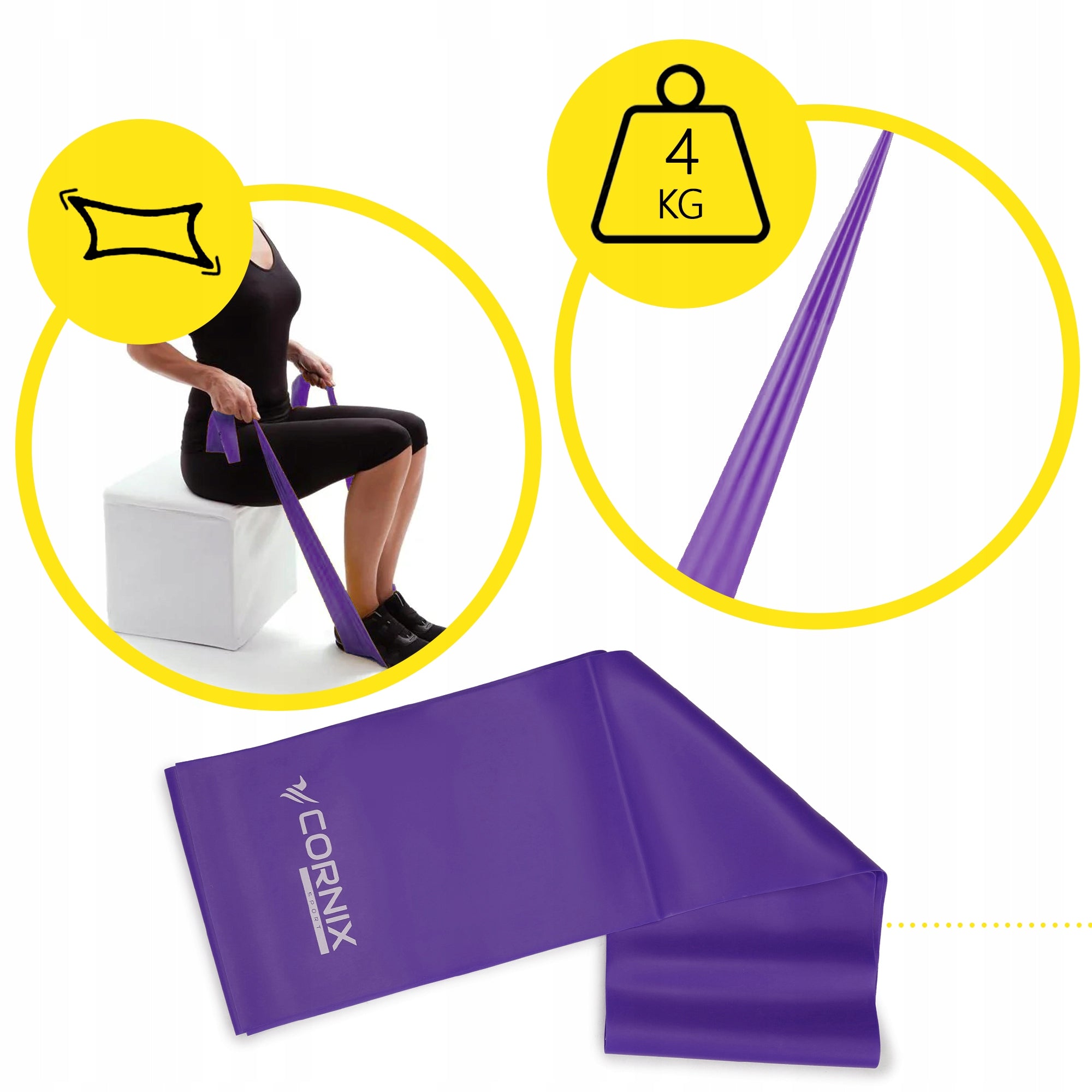 REHABILITATION TAPE CORNIX 4 kg RESISTANCE RUBBER FLAT BAND STRONG FOR Exercise Width 150 mm